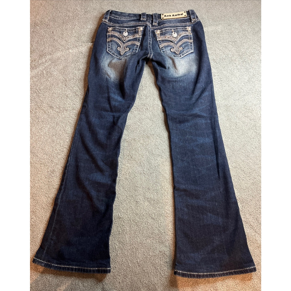 Rock Revival Women's Drew Boot Cut Distressed Jeans Low Rise Size 26 B205 - Picture 2 of 16